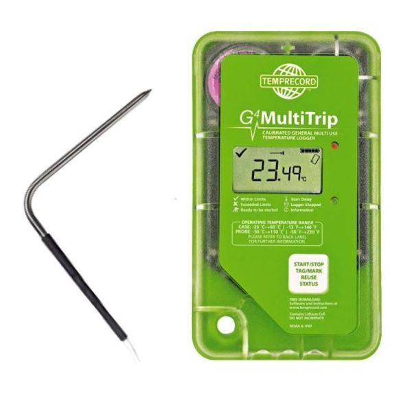 temprecord g4 mutlitrip temperature data logger with bent probe