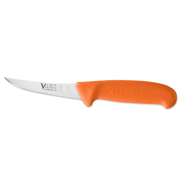 victory knives short, curved boning knife orange handle